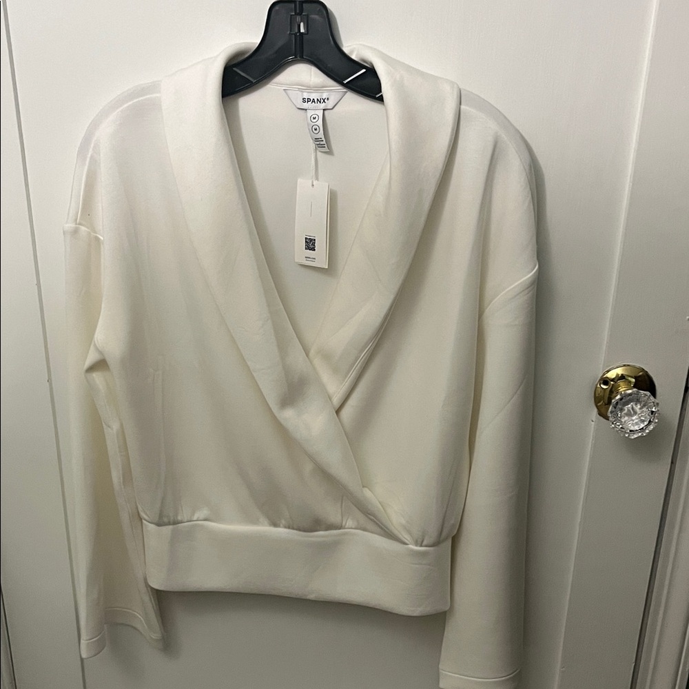 SPANX Cream Wrap-Style Long Sleeve Top
